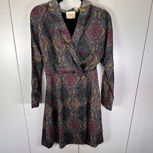 NWT I. Madeline Women's Medium‎ Paisley Print Long Sleeve Wrap Dress